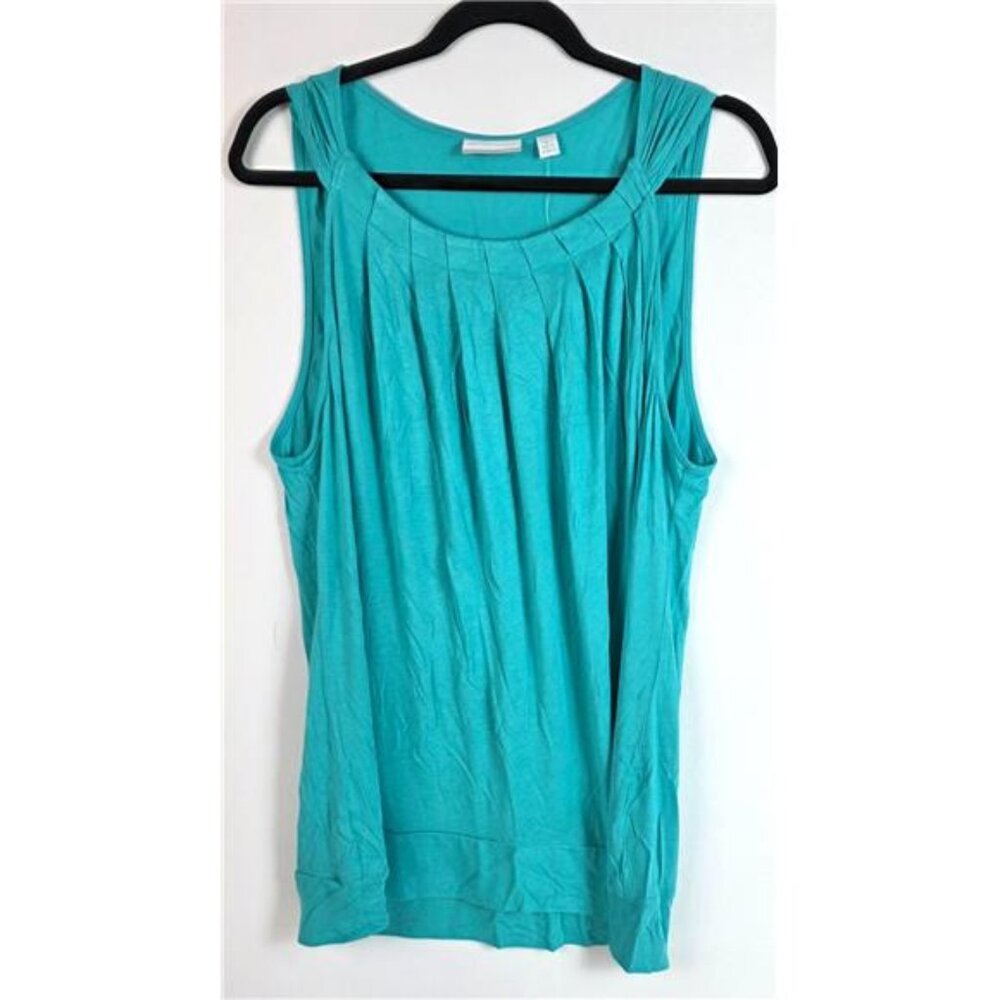 New York & Company Women’s XL Seafoam Green Sleeveless Pleated Stretch Top